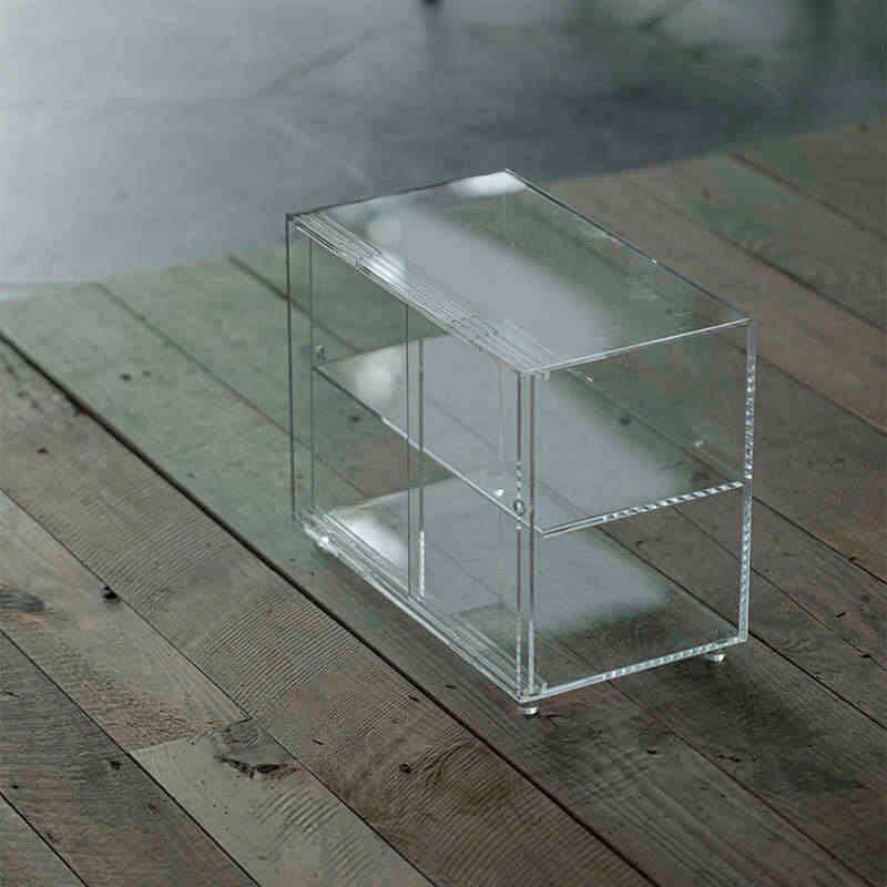 Grass and Wood Temple sliding door acrylic tea shed tea set storage display bo ancient shelf indoor home shelf dustproof