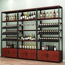 Iron wine cabinet display rack simple wine wine rack with lights modern display cabinet bar partition rack supermarket