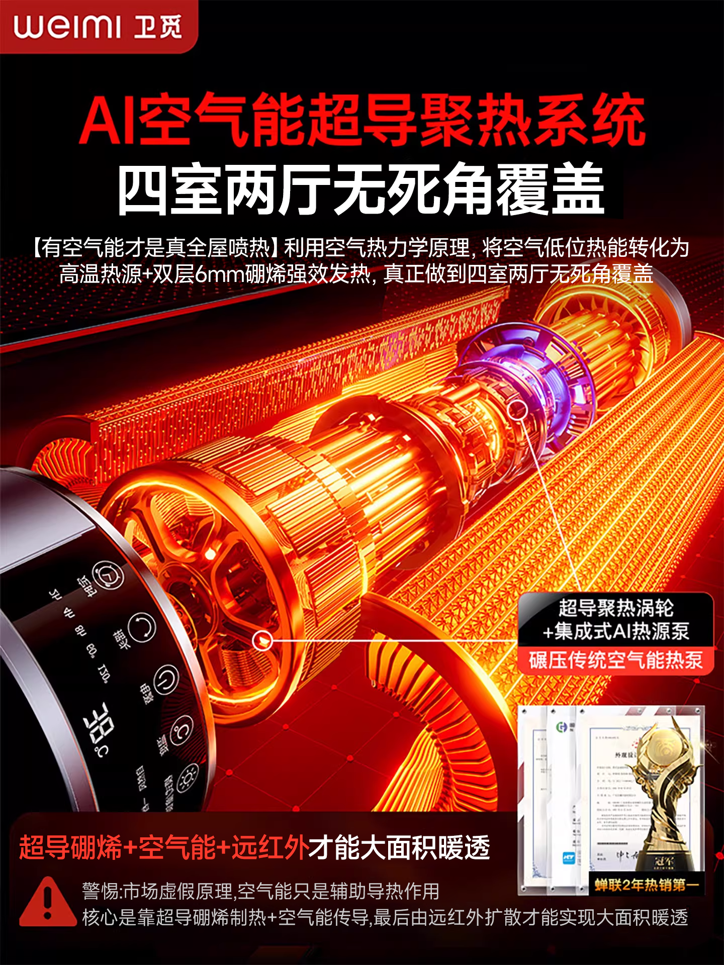 2025 New Model Heater Fan for Home Use, Energy-Saving Magic Device, Graphene Electric Heater for Bathroom, Living Room, Large Area