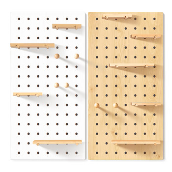 Customized solid wood hole board wall storage rack wall bookshelf wall hanging board wall storage partition decorative storage rack