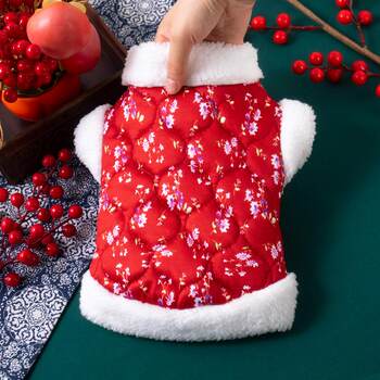 Cat clothes autumn and winter thickened new year chinese floral ragdoll blue cat warm vest dog tang suit pet clothing