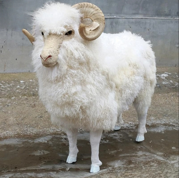 Simulated Fur Animal Sheep Model Sheep Crafts Window Decoration Large Sheep Fortune-Attracting Ornament Sheep Specimen