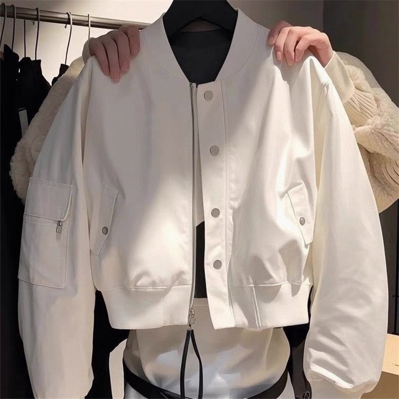 Casual and Lazy Style Street-Style White Jacket for Women, New Spring and Autumn Short Loose Cool Top