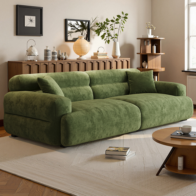 Французский ретро-стиль, синель, зеленый диван для тостов, гостиная, квартира, маленькая квартира, маленький толстый диван для тостов, встроенный диван