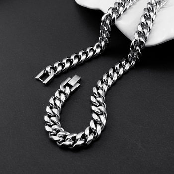 Titanium Steel Necklace Trendy Cuban Chain Summer Versatile Men's Necklace Hip-Hop Street Style Simple Silver Chain