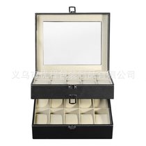 Spot double layer watch box leather 20-bit watch storage box flip watch display box packaging box manufacturer