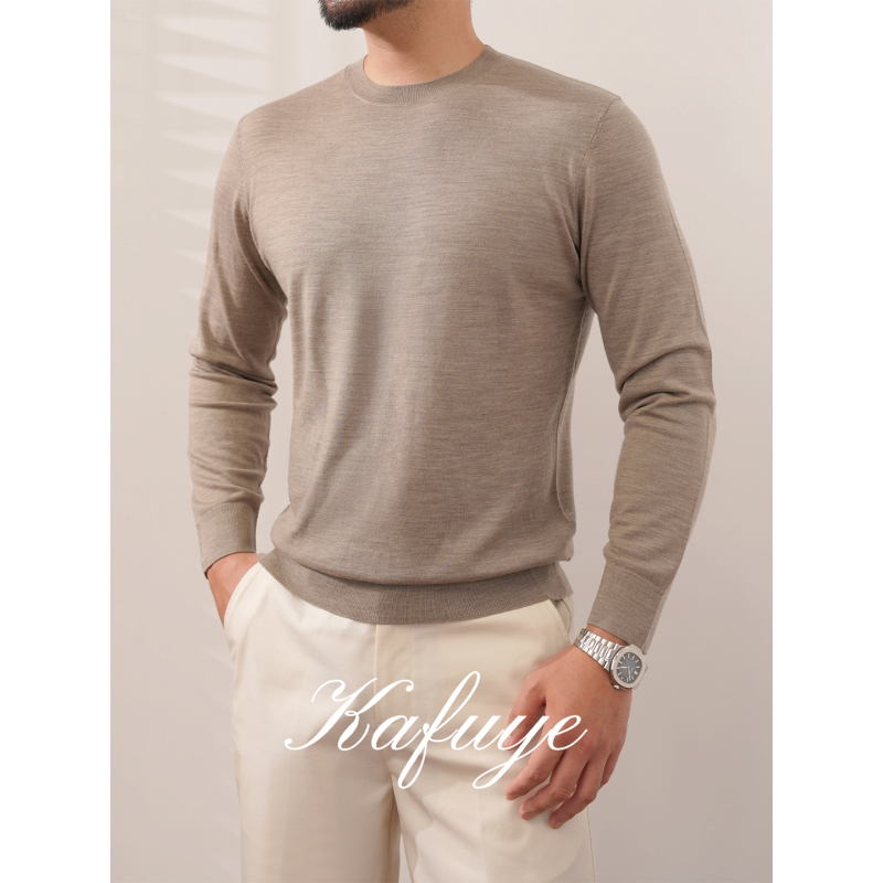 Kafuye Men's Clothing Soft 100% Sheep Wool Round Neck Knitted Long Sleeve Men's Autumn Casual Base Layer Top Fw08 Kafuye Men's Clothing Soft 100% Sheep Wool Round Neck Knitted Long Sleeve Men's Autumn Casual Base Layer Top Fw08