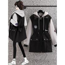 Fat MM plus size womens clothing 2023 spring and autumn new loose and age-reducing slimming casual contrasting color windbreaker jacket 200 pounds