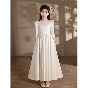 Children's Dress, Light Luxury, Niche, High-End, Flower Girl, Wedding, Girls' Catwalk, Host, Piano Performance, Performance Dress, Autumn