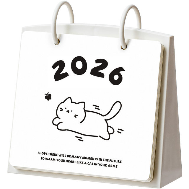 2026 Year of the Horse Desk Calendar Cute Cat Illustration Desktop Ornaments Daily Plan Record Desk Calendar