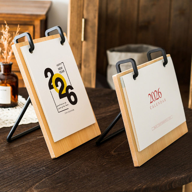2026 Horse Year Desk Calendar Customized Calendar Simple Wooden Desktop Creative Ornament Plan Monthly Calendar Stand