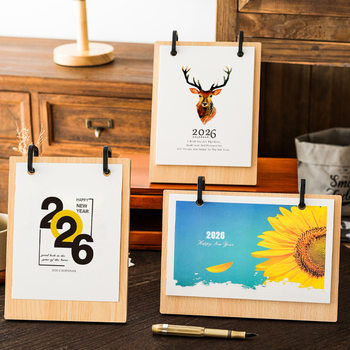 2026 Year of the Horse Calendar Custom-Made Simple Wooden Desktop Creative Ornament Planner Monthly Calendar Stand