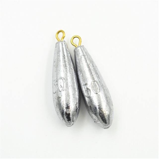 Lead Sinkers in the Shape of Willow Leaves for Sea Fishing Rods, Bulk Lead Sinkers for Long-Distance Casting, Lead Sinkers with Rings for Fishing Hooks, Sea Rod Sinkers, Fishing Tackle