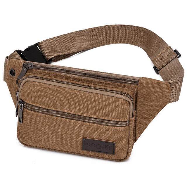 Canvas Sports Waist Bag for Men and Women, Large Capacity, Durable and Wear-Resistant, Work Belt Bag, Large Screen Phone Bag, Business Cashier Bag