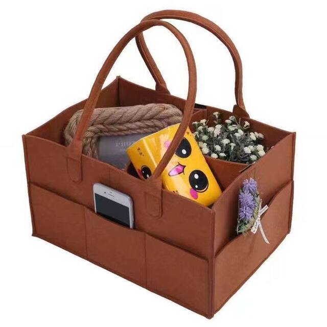 Portable Diaper Felt Storage Bag, Large Capacity Tote Bag, Multi-Compartment Storage Bag for Baby Diapers and Toys for Outings