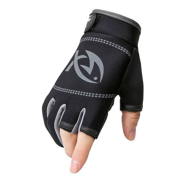 Thickened Warm Fishing Gloves, Non-Slip, Thickened, Three-Fingered, Waterproof, Outdoor, Sun-Protective, Breathable, Wear-Resistant Gloves, Fishing Gear