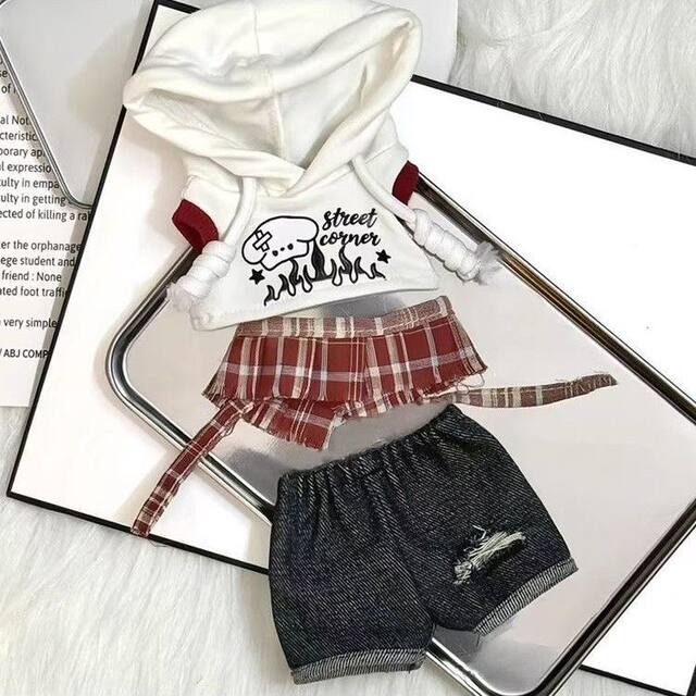 Doll Clothes Don'T Tease the Puppy 20cm Cotton Doll Outfit American Retro Doll Clothes Cute Plush Toy