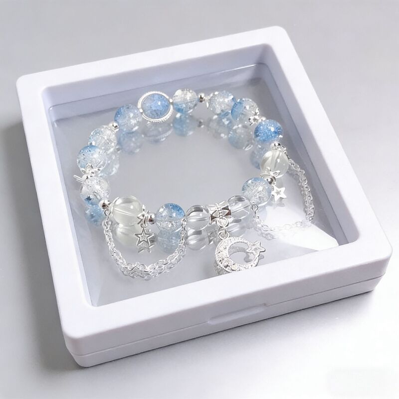 Super Fairy Crystal Moon Bracelet, Forest Style Beaded Bracelet, Niche Design, Sweet Student Versatile Best Friend Jewelry for Women