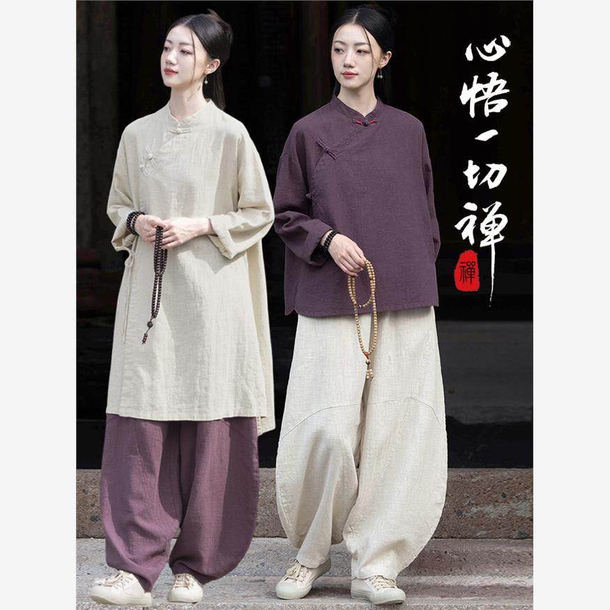 2025新款太极服女&男款来袭!棉麻八段锦练功服+太极裤,国风穿搭YYDS!-太极服-淘宝好物网