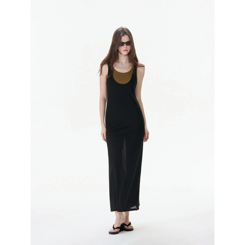 Miss Change “Glimpse of Light” Linen-Feel Camisole Fake Two-Piece Dress for Women, Waist-Slimming Long Dress Miss Change “Glimpse of Light” Linen-Feel Camisole Fake Two-Piece Dress for Women, Waist-Slimming Long Dress