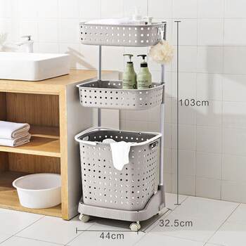 Japanese-style bathroom clothes storage basket with sliding 0620 wheel dirty clothes basket multi-layer large-sized bathroom bathroom living room