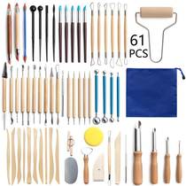 61-piece clay tool set ceramic hole punch silicone point drill pen clay stone sculpture knife and pill stick