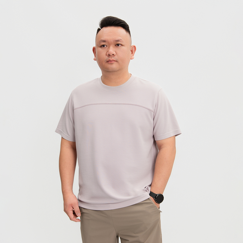 Lao Zhou Plus Size [Golden Ratio] Chest and Abdomen Curved Line Ice-Cool Breathable Men's Business Casual T-Shirt 9499