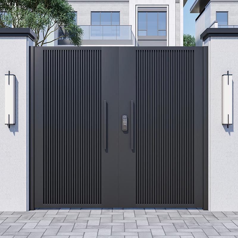 Aluminum Double-Door Outdoor Courtyard Gate, Villa Main Door, Aluminum Alloy Double-Door Yard Gate, Electric Self-Built House Courtyard Gate
