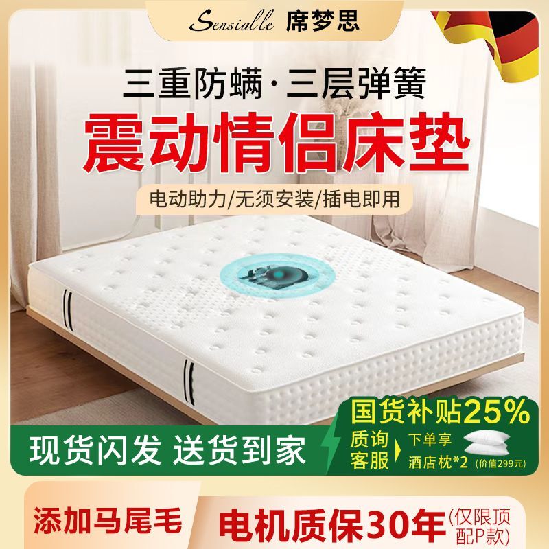 Hilton Hotel Anti-Mite Electric Spring Mattress Vibrating Couple's Bed and Breakfast Massage Smart Device Booster Pad