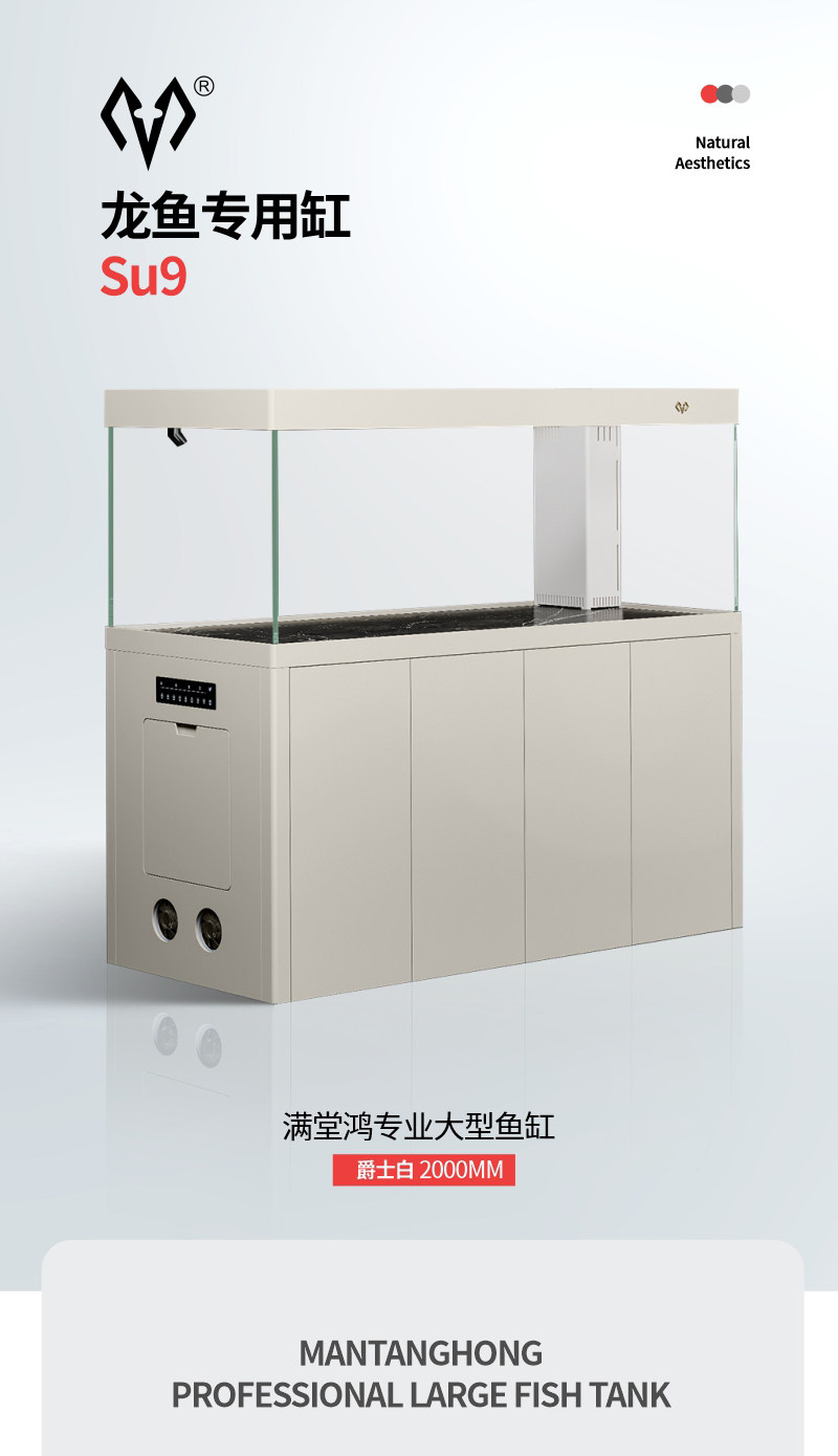 满堂鸿SU9极简不锈钢大型金晶超白鱼缸高分子PVC过滤混养水族缸 detail 7