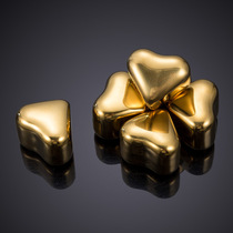Gold 304 stainless steel ice cube set electroplated metal ice tart whiskey ice ball heart-shaped 27mm ice cubes