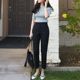 Black nine-point suit trousers for women in spring, summer, autumn and winter, small feet, high waist, straight professional shorts, casual cigarette pants