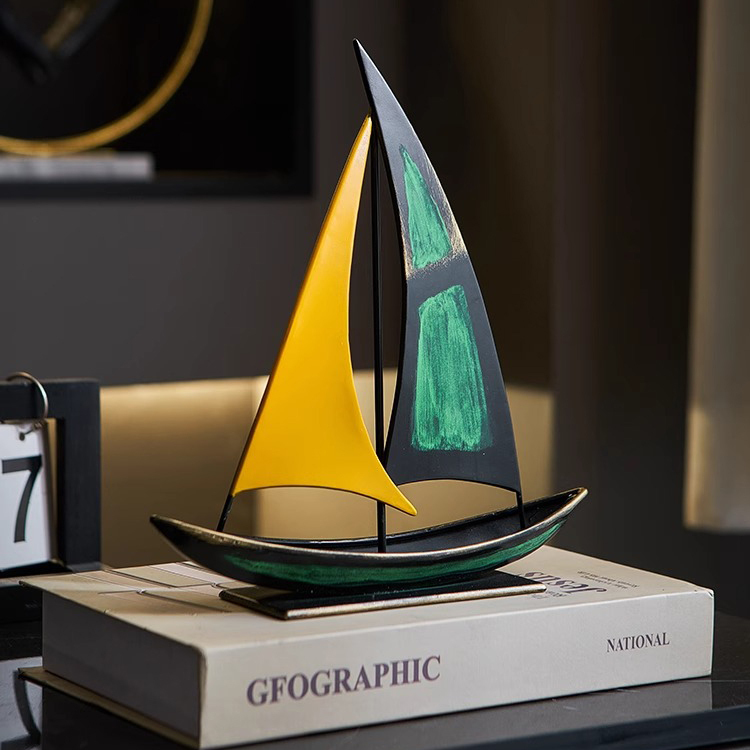 German Retro Smooth-Sailing Sailboat Ornament for Living Room Tv Cabinet, Wine Cabinet, Office Desk, Light Luxury High-End Decoration