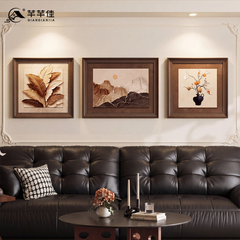 Retro-Style Persimmon-Themed Wall Art for Sofa Background Wall in Jinshan, Rizhao, Vintage High-End Decorative Painting for Living Room