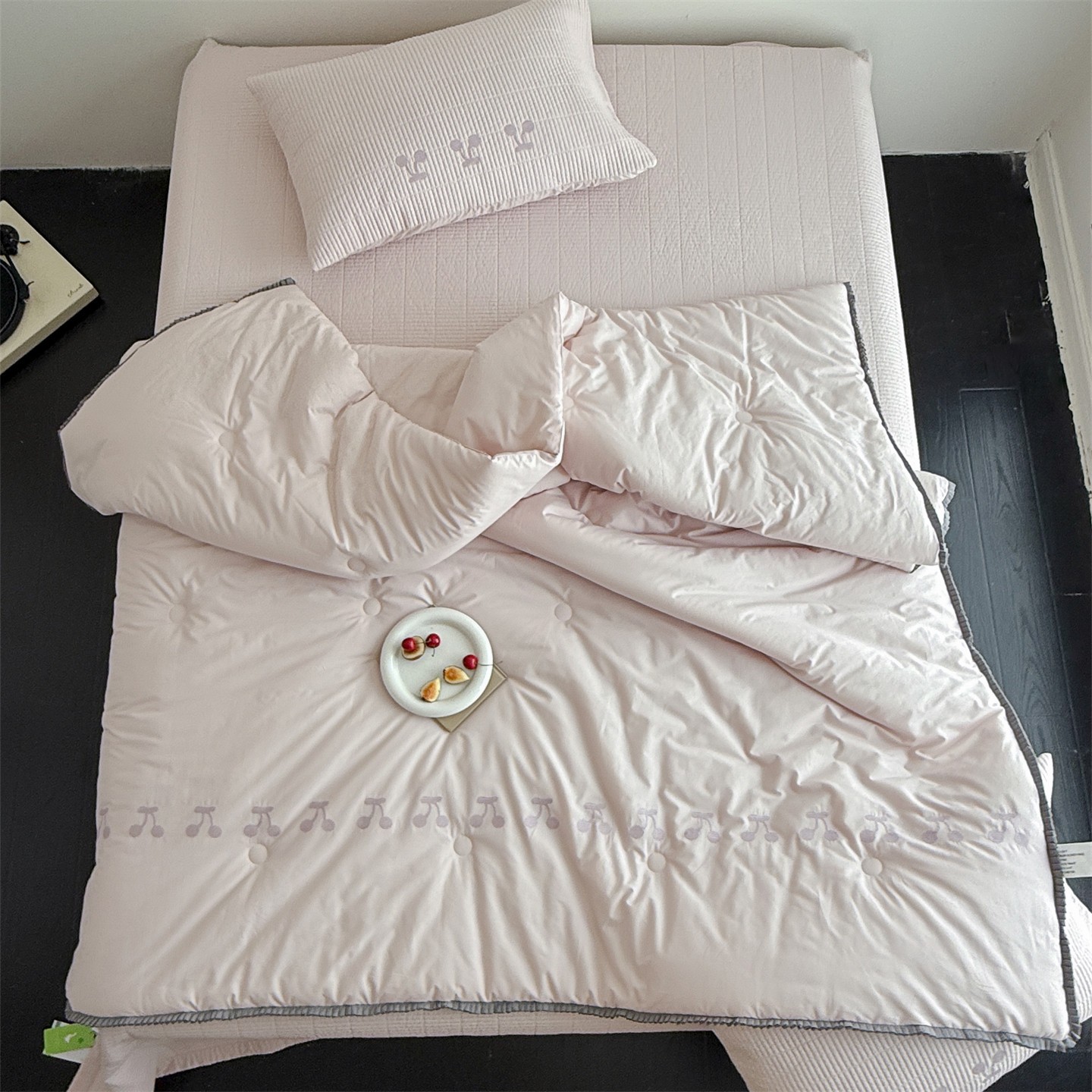 Корейский 大鹅 хлопковый комплект покрывала с вышивкой вишни 3 предмета ins стиль с кружевом мягкое теплое одеяло весна-осень