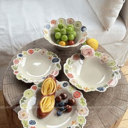 Clayco Flower Series Japanese Retro Ceramic Tableware High-Value Underglaze Color Dinner Plate Home Rice Bowl Fruit Plate