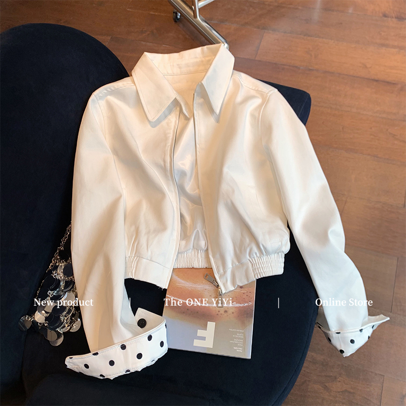Color-Blocked Polka Dot Patchwork Old Money Style Lapel Jacket for Women, 2026 Spring New Casual Elegant Short Jacket Top Color-Blocked Polka Dot Patchwork Old Money Style Lapel Jacket for Women, 2026 Spring New Casual Elegant Short Jacket Top