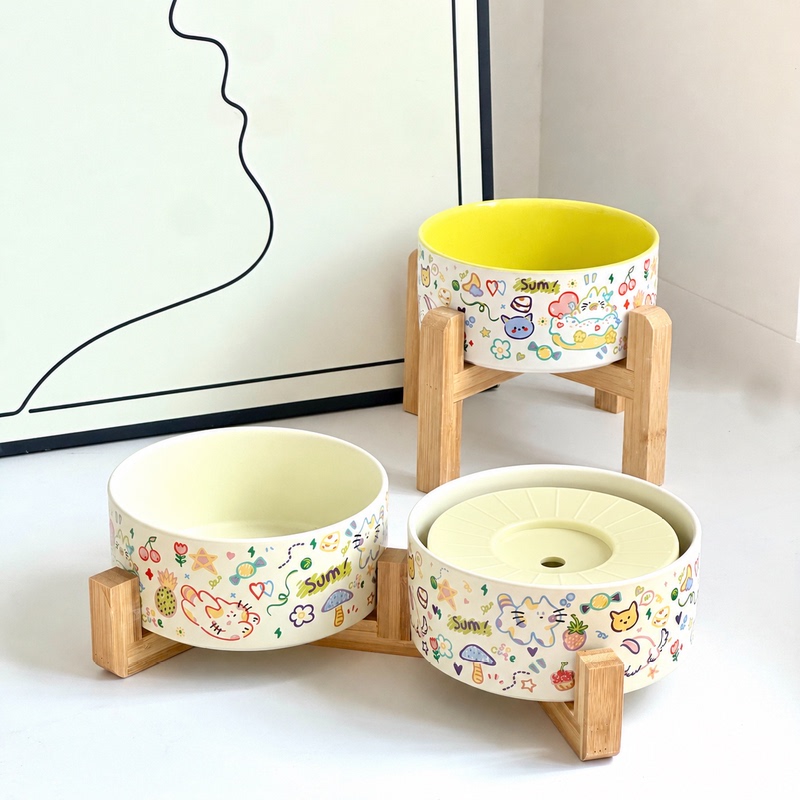 Molan Sheng Ceramic Floating Water Bowl Pet Bowl Graffiti Large Diameter High-Value Cat Bowl Dog Bowl Anti-Tip Food Bowl Molan Sheng Ceramic Floating Water Bowl Pet Bowl Graffiti Large Diameter High-Value Cat Bowl Dog Bowl Anti-Tip Food Bowl