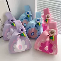 Трикотажная милая портативная брендовая льняная сумка, вместительный и большой шоппер, в цветочек, в корейском стиле