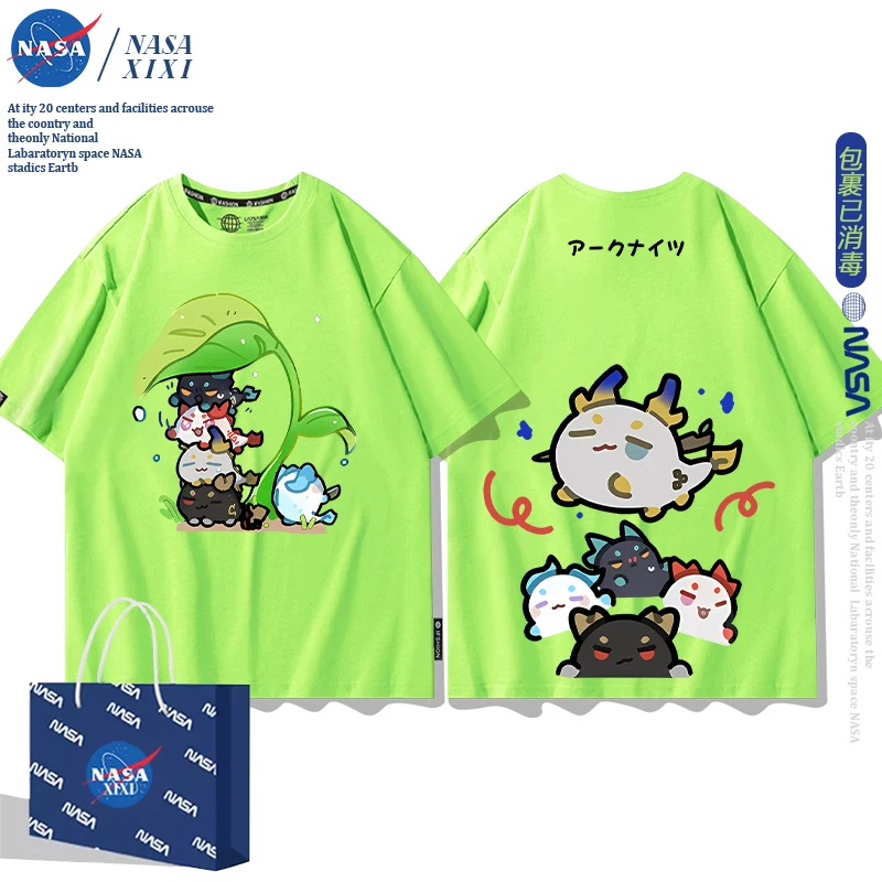 NASA Аркнайтс Анимация Дракон Пузырь Соединение Short Sleeve футболка Мужские Лето Двухмерный Боковой Детская Одежда Тренд