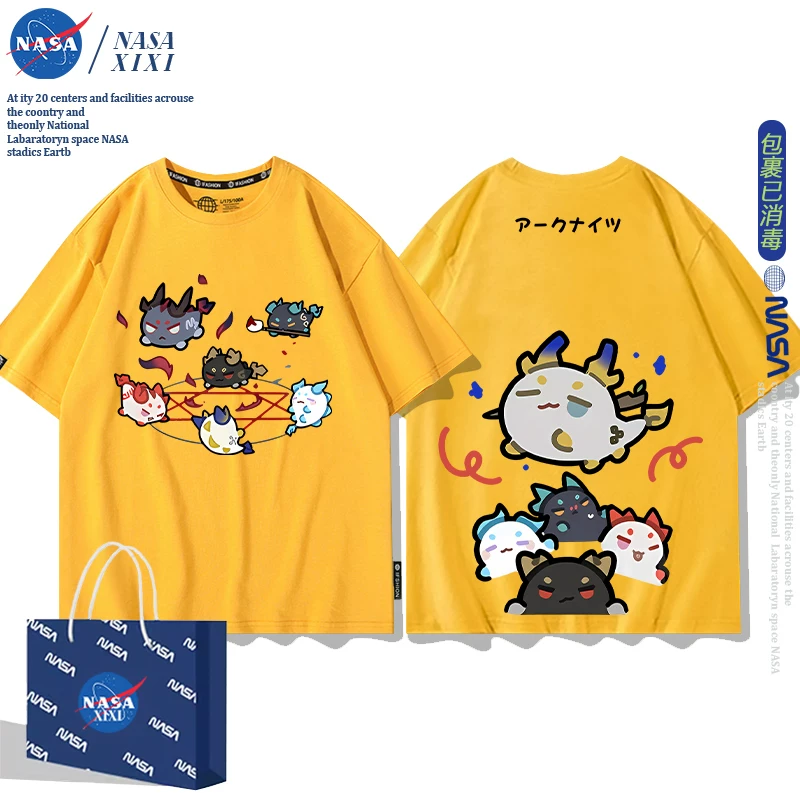 NASA Аркнайтс Анимация Дракон Пузырь Соединение Short Sleeve футболка Мужские Лето Двухмерный Боковой Детская Одежда Тренд