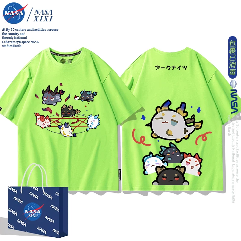 NASA Аркнайтс Анимация Дракон Пузырь Соединение Short Sleeve футболка Мужские Лето Двухмерный Боковой Детская Одежда Тренд