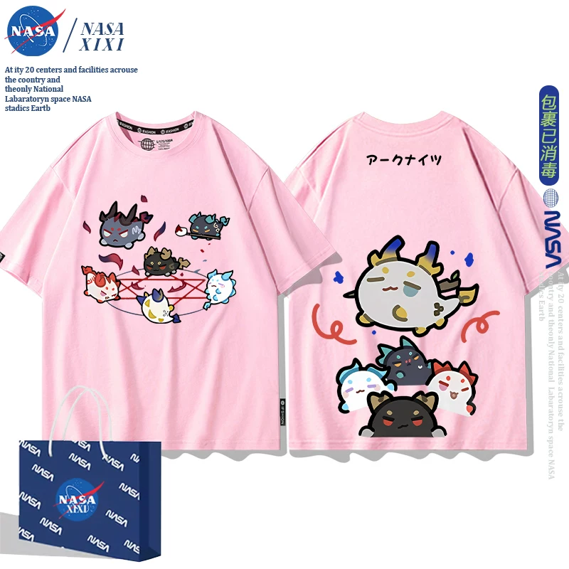 NASA Аркнайтс Анимация Дракон Пузырь Соединение Short Sleeve футболка Мужские Лето Двухмерный Боковой Детская Одежда Тренд