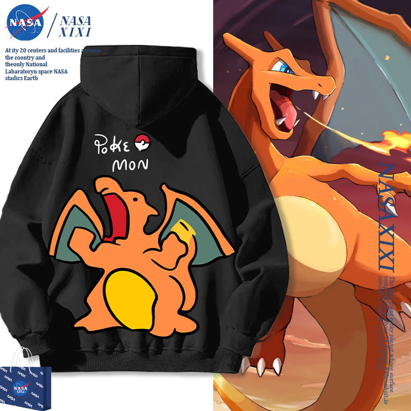 Pokémon Co-Branded Hooded Sweatshirt for Men, Pokémon Pikachu Gengar Clothing, Fleece-Lined Jacket for Children in Winter