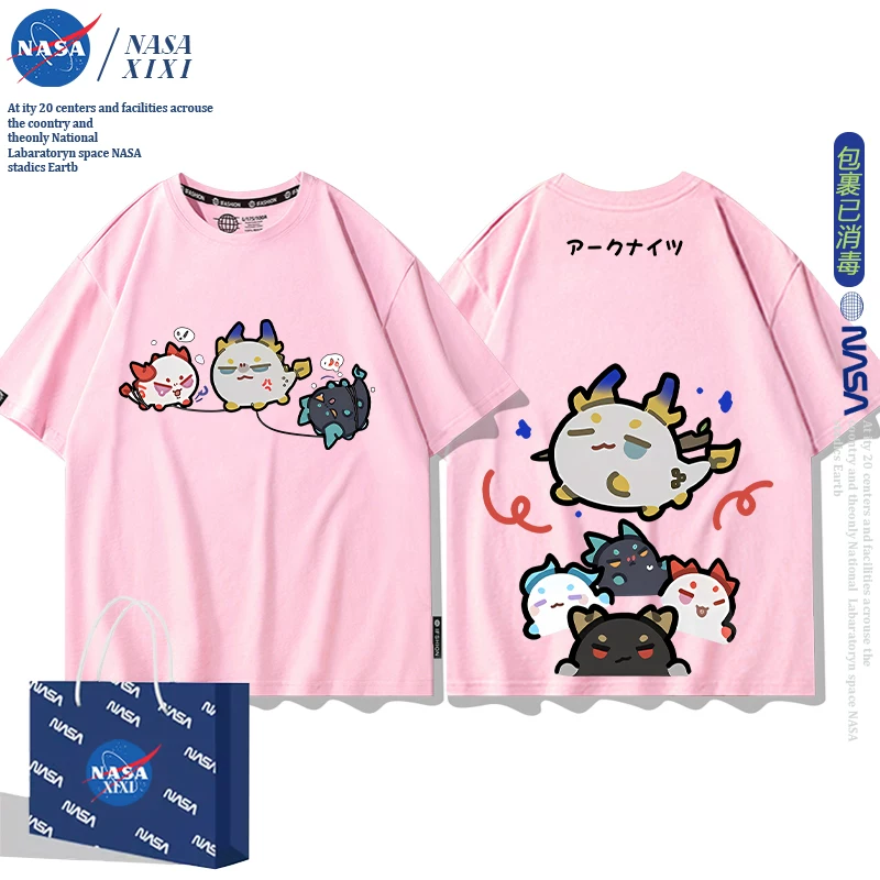 NASA Аркнайтс Анимация Дракон Пузырь Соединение Short Sleeve футболка Мужские Лето Двухмерный Боковой Детская Одежда Тренд
