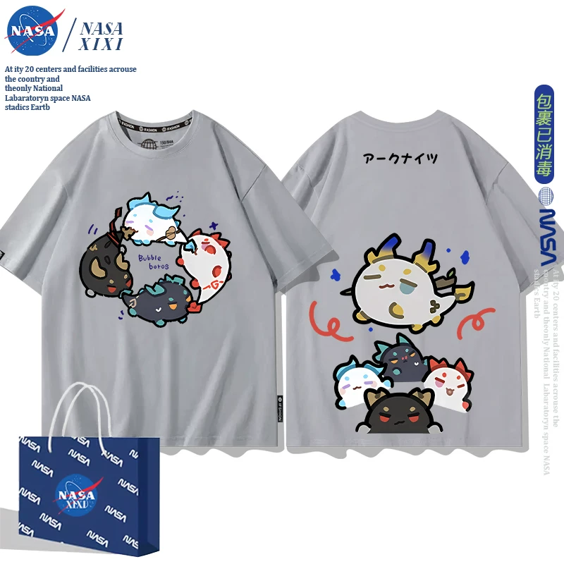NASA Аркнайтс Анимация Дракон Пузырь Соединение Short Sleeve футболка Мужские Лето Двухмерный Боковой Детская Одежда Тренд