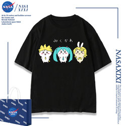 Nasa Giiikawa Collaboration Hatsune Miku Short-Sleeve T-Shirt for Men, Summer Miku Anime Merchandise Clothing