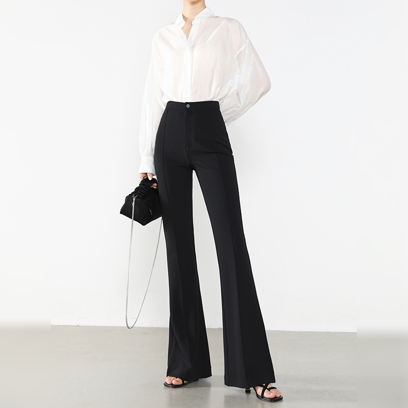 Black Flared Pants for Women, Spring and Autumn, High-Waisted, Slimming, Elegant, Supermodel Drape, Casual Suit, Slightly Flared Trousers Black Flared Pants for Women, Spring and Autumn, High-Waisted, Slimming, Elegant, Supermodel Drape, Casual Suit, Slightly Flared Trousers