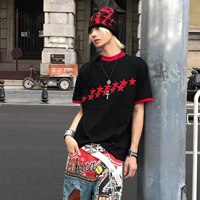 American Retro Style Unisex Summer Oversize Loose Design Casual Couple Short-Sleeved T-Shirt Top