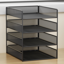 File Rack Office Desktop Storage Shelf Work Station Multi-Layer A4 Paper Sorting Folder File Frame Storage Partition Iron Metal Shelf Office Stationery Supplies Collection File Shelf